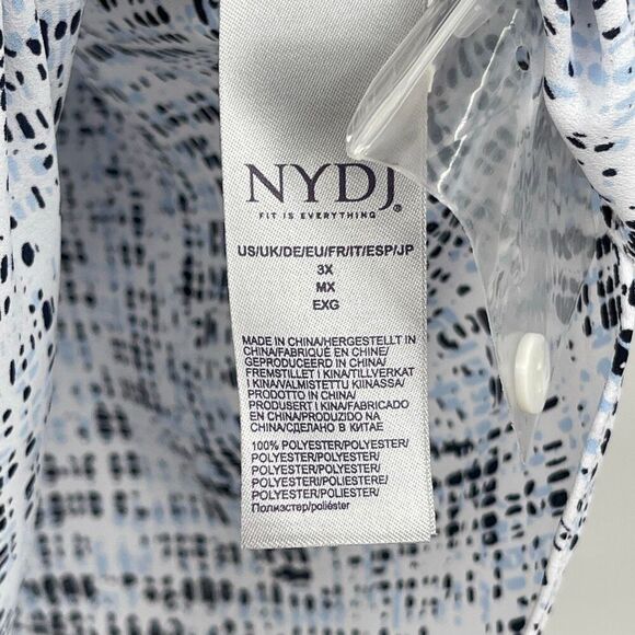 NYDJ Multicolor Split Neck Button Up 3/4 Sleeve Pintuck Blouse Size 3X NWT - Picture 5 of 10